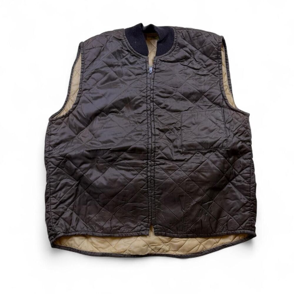 Vintage OshKosh B’Gosh quilted liner vest nylon zip front brown XL